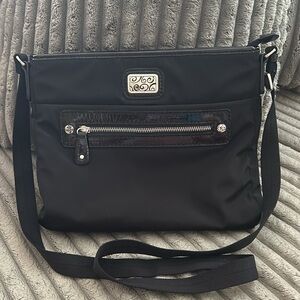 Brighton Microfiber Crossbody Structured Shoulder Purse Bag, Silver Hardware 🖤